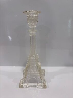 Vintage Eiffel Tower Candlestick 10.5” Glass
